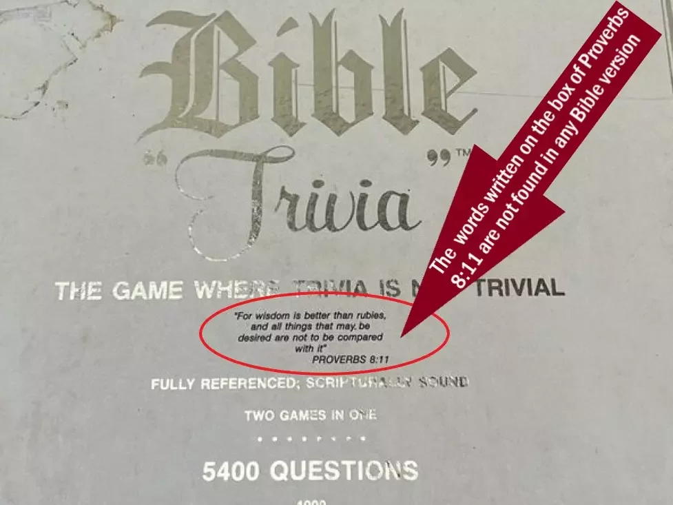 Bible Trivia Game Front Cover Proverbs 8:11 wrong