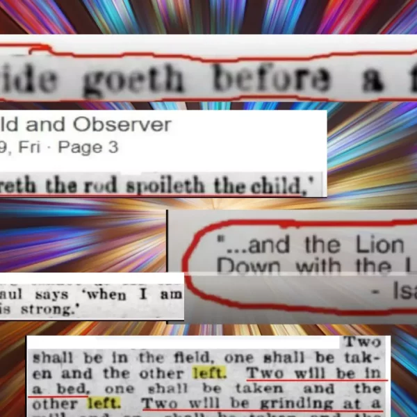 Residual for Iconic Bible Verses Found in 100+ Year Old Sources