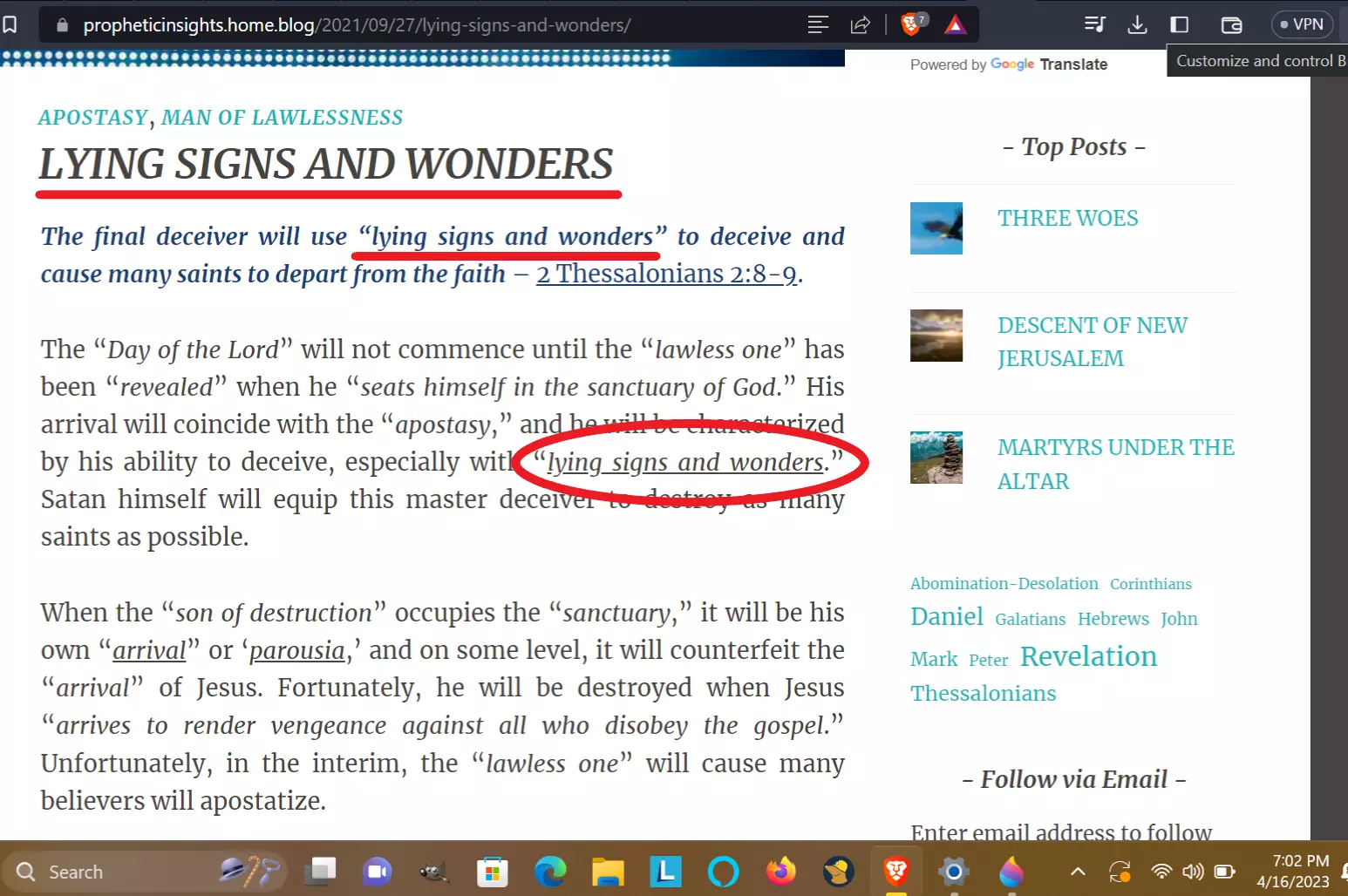 LYING SIGNS AND WONDERS