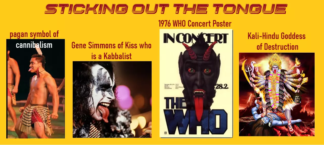 sticking out tongue by celebrities, cannibals and kali
