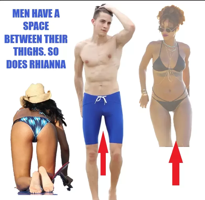 transgenders-Men have space between their upper legs. women do not