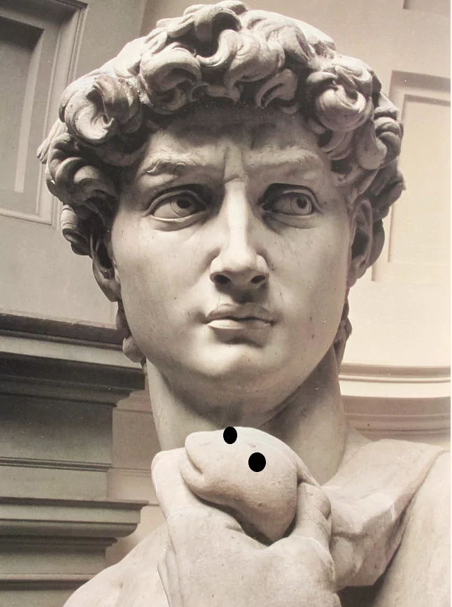 david with snake on shoulder