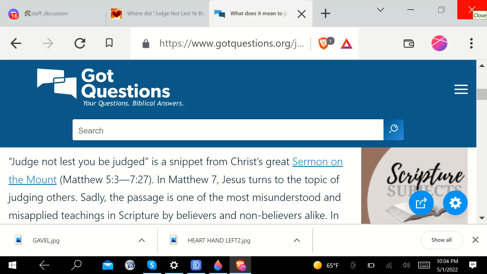 JUDGE NOT LEST YE BE JUDGED